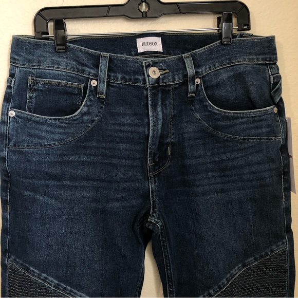 Hudson Mens 33 Ethan Biker Skinny Jeans Moto Medium Wash NWT - Picture 3 of 12